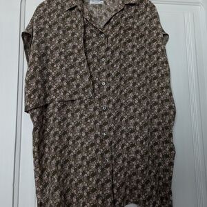 Equipment Femme olive green floral shirt blouse